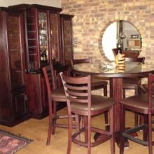 DEWALD LIQUOR CABINET & COCKTAIL TABLE WITH MICHAEL CHAIRS
