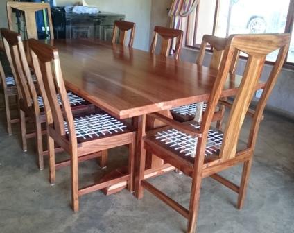 FARMHOUSE DINING CHAIRS &  CARVER (Riempies) & CATALAN TABLE