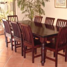 DOUBLE BULLNOSE TABLE (Lampung Leg) & NOLTE DINING CHAIRS small