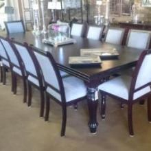TRIPLE BULLNOSE (Cascading) TABLE (Fluted Lampung Leg) & VALENTINO DINING CHAIRS