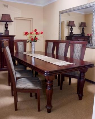 TRIPLE BULLNOSE (Cascading)  TABLE (Lampung Leg Fluted)  JENNY DINING CHAIRS