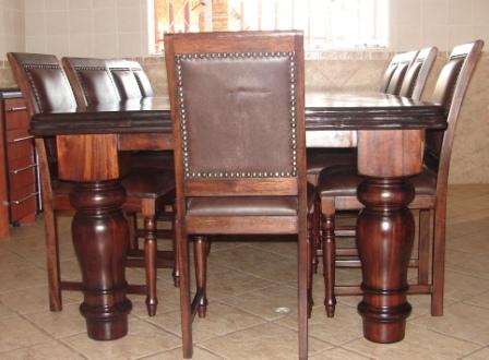 TRIPLE BULLNOSE (Cascading) TABLE (Stadler Leg Heavy) & SHARON DINING CHAIRS (Unbuttoned)