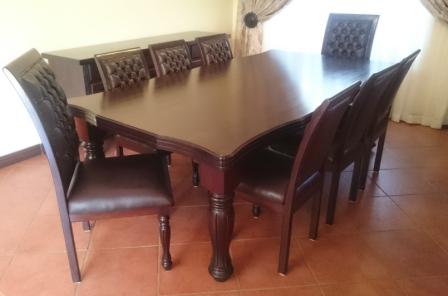 VALENTINO TABLE (Stadler Top) & VALENTINO DINING CHAIRS (Diamond Buttoned)