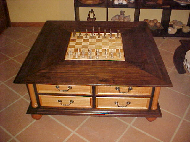 COFFEE TABLE PORTLAND with Chess Board Inlay